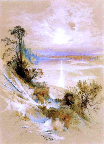  Thomas Moran The Yellowstone River, at its Exit from the Yellowstone Lake - Hand Painted Oil Painting
