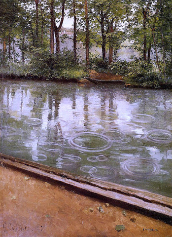  Gustave Caillebotte The Yerres, Rain (also known as Riverbank in the Rain) - Hand Painted Oil Painting