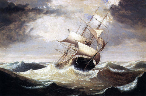  Fitz Hugh Lane Three-Master on a Rough Sea - Hand Painted Oil Painting
