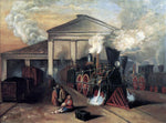  Eugene Sintzenich Train Leaving Auburn Station at Rochester, New York - Hand Painted Oil Painting