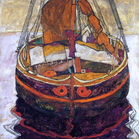  Egon Schiele A Trieste Fishing Boat - Hand Painted Oil Painting