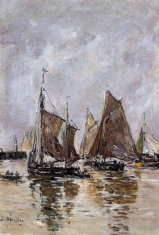  Eugene-Louis Boudin Trouville, Sardine Boats Getting Underway - Hand Painted Oil Painting