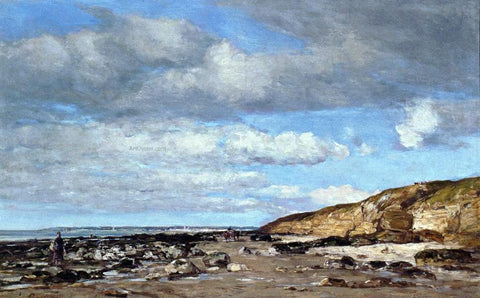  Eugene-Louis Boudin Trouville, Shore and Rocks - Hand Painted Oil Painting