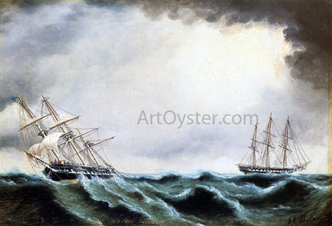  James E Buttersworth Two Clipper Ships - Hand Painted Oil Painting