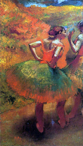  Edgar Degas Two Dancers in Green Skirts, Landscape Scenery - Hand Painted Oil Painting