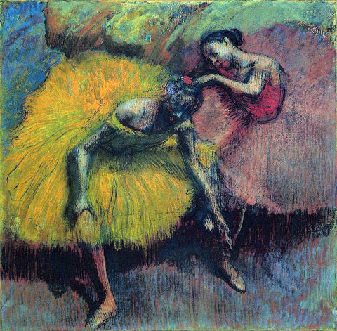  Edgar Degas Two Dancers in Yellow and Pink - Hand Painted Oil Painting