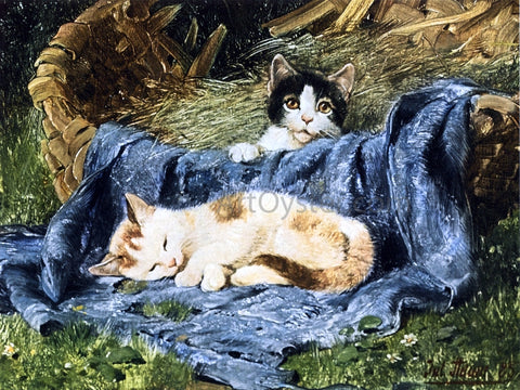  Julius Adam Two Kittens - Hand Painted Oil Painting