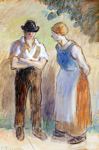  Camille Pissarro Two Peasants - Hand Painted Oil Painting