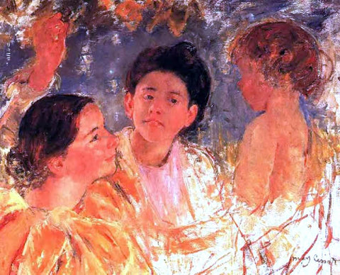  Mary Cassatt Two Young Girls with a Child - Hand Painted Oil Painting