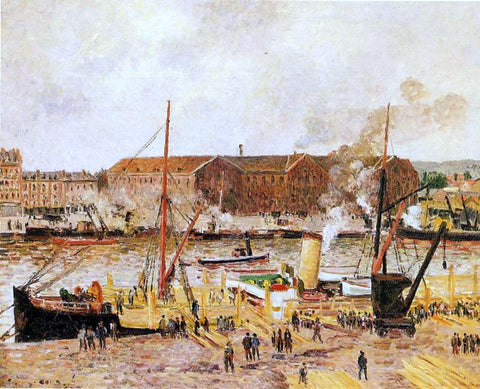  Camille Pissarro Unloading Wood at Rouen - Hand Painted Oil Painting