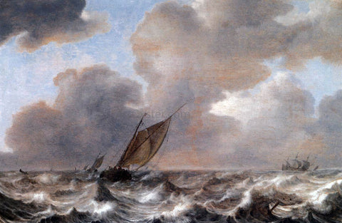  Jan Porcellis Vessels in a Strong Wind - Hand Painted Oil Painting