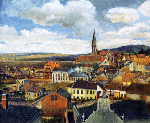  Egon Schiele View from the Drawing Classroom, Klosterneuburg - Hand Painted Oil Painting