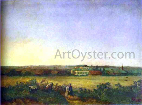  Alexei Kondratevich Savrasov View in the Vicinity of Moscow with a Mansion and Two Female Figures - Hand Painted Oil Painting