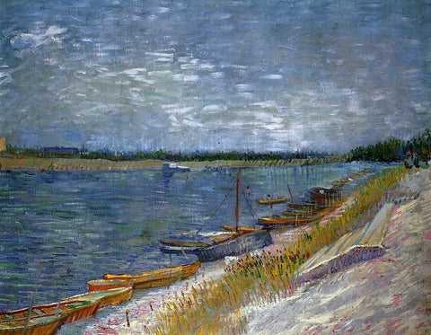  Vincent Van Gogh View of a River with Rowing Boats - Hand Painted Oil Painting