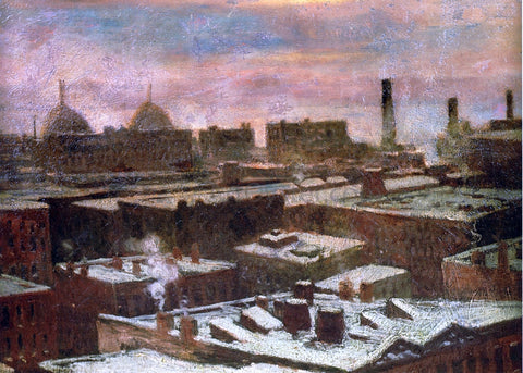 Julian Onderdonk View of City Rooftops in Winter - Hand Painted Oil Painting