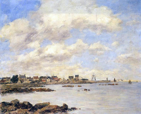  Eugene-Louis Boudin View of Saint-Vaast-La-Houghe - Hand Painted Oil Painting