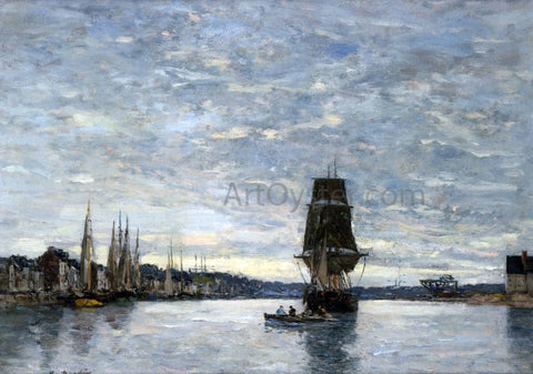  Eugene-Louis Boudin View of the Harbor at Trouville - Hand Painted Oil Painting