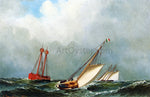  Antonio Jacobsen Vision and Dauntless off Sandy Hook Lightship - Hand Painted Oil Painting