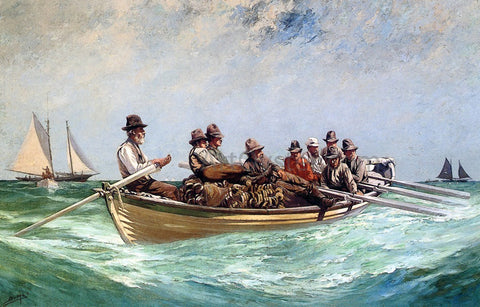  Milton J Burns Waiting for the Fish to School - Hand Painted Oil Painting