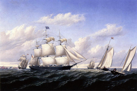  William Bradford Whaleship 'Speedwell of Fairhaven, Outward Bound off Gay Head - Hand Painted Oil Painting