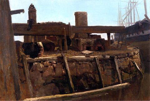  Albert Bierstadt Wharf Scene - Hand Painted Oil Painting