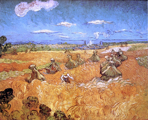  Vincent Van Gogh Wheat Stacks with Reaper - Hand Painted Oil Painting