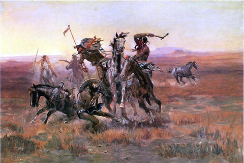  Charles Marion Russell When Blackfeet and Sioux Meet - Hand Painted Oil Painting