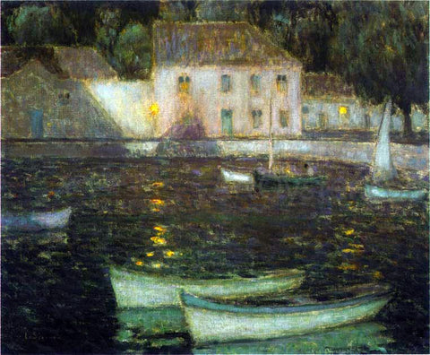  Henri Le Sidaner White Boats in a full moon - Hand Painted Oil Painting