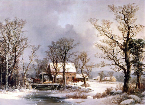  George Henry Durrie Winter in the Country, The Old Grist Mill - Hand Painted Oil Painting