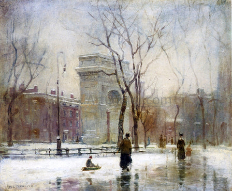  Paul Cornoyer A Winter in Washington Square - Hand Painted Oil Painting