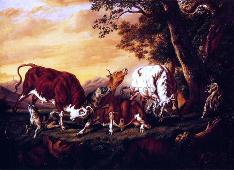  William Aiken Walker Wolves Attacking Cattle - Hand Painted Oil Painting