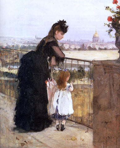  Berthe Morisot Woman and Child on a Balcony - Hand Painted Oil Painting