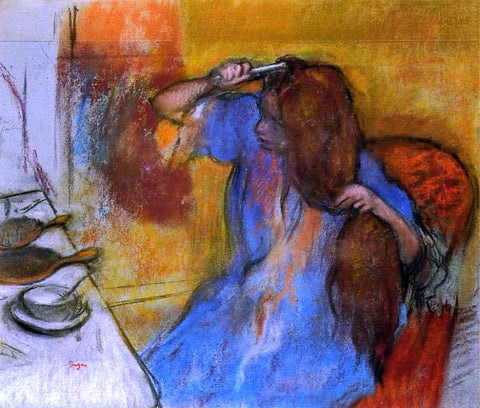  Edgar Degas A Woman Brushing Her Hair - Hand Painted Oil Painting