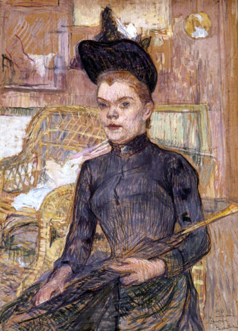  Henri De Toulouse-Lautrec Woman in a Black Hat, Berthe la Sourde - Hand Painted Oil Painting