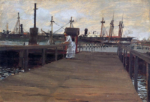 William Merritt Chase Woman on a Dock - Hand Painted Oil Painting
