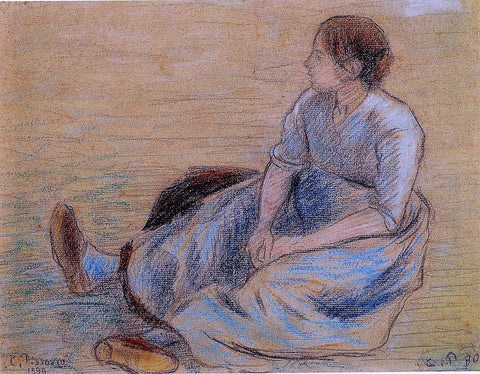  Camille Pissarro Woman Sitting on the Floor - Hand Painted Oil Painting