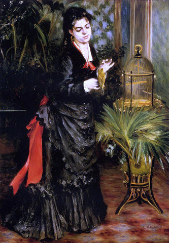  Pierre Auguste Renoir Woman with a Parrot (also known as Henriette Darras) - Hand Painted Oil Painting