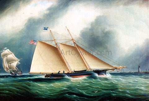 James E Buttersworth Yacht Daundless in a Full Breeze - Hand Painted Oil Painting