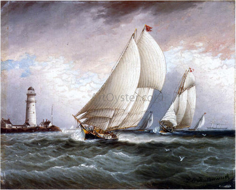  James E Buttersworth A Yacht Race Near Lighthouse - Hand Painted Oil Painting