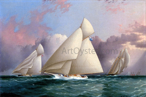  James E Buttersworth Yacht 'Sappho' Beating to the Wind - Hand Painted Oil Painting