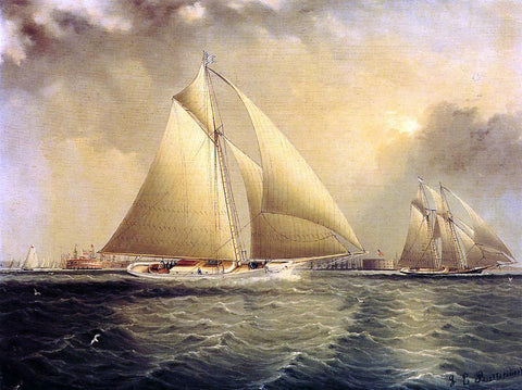  James E Buttersworth Yachting in New York Harbor - Hand Painted Oil Painting
