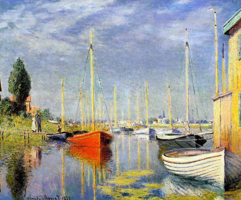  Claude Oscar Monet A Yacht at Argenteuil - Hand Painted Oil Painting