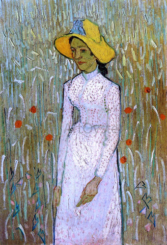  Vincent Van Gogh Young Girl Standing Against a Background of Wheat - Hand Painted Oil Painting