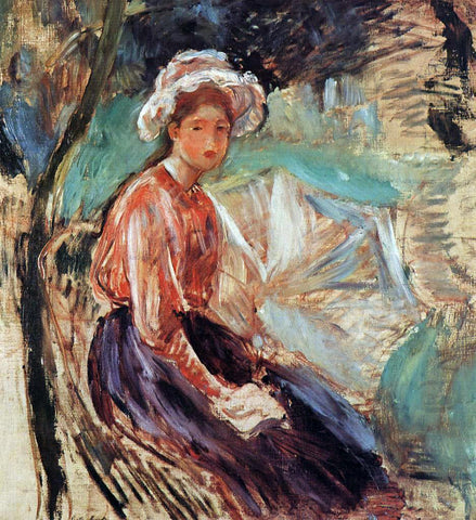  Berthe Morisot Young Girl with an Umbrella - Hand Painted Oil Painting