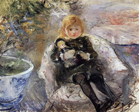  Berthe Morisot Young Girl with Doll - Hand Painted Oil Painting