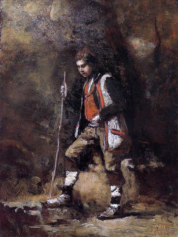  Jean-Baptiste-Camille Corot Young Italian Patriot in the Mountains - Hand Painted Oil Painting