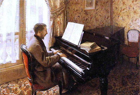  Gustave Caillebotte Young Man Playing the Piano - Hand Painted Oil Painting
