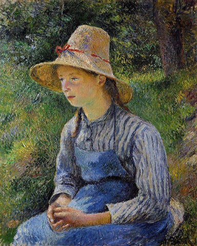  Camille Pissarro Young Peasant Girl Wearing a Hat - Hand Painted Oil Painting