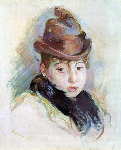  Berthe Morisot Young Woman in a Hat (Henriette Patte) - Hand Painted Oil Painting