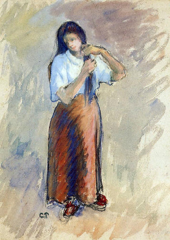  Camille Pissarro Young Woman Knotting Her Hair - Hand Painted Oil Painting